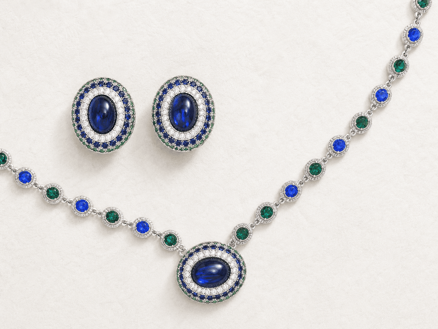 Sapphire Blue Halo jewellery set