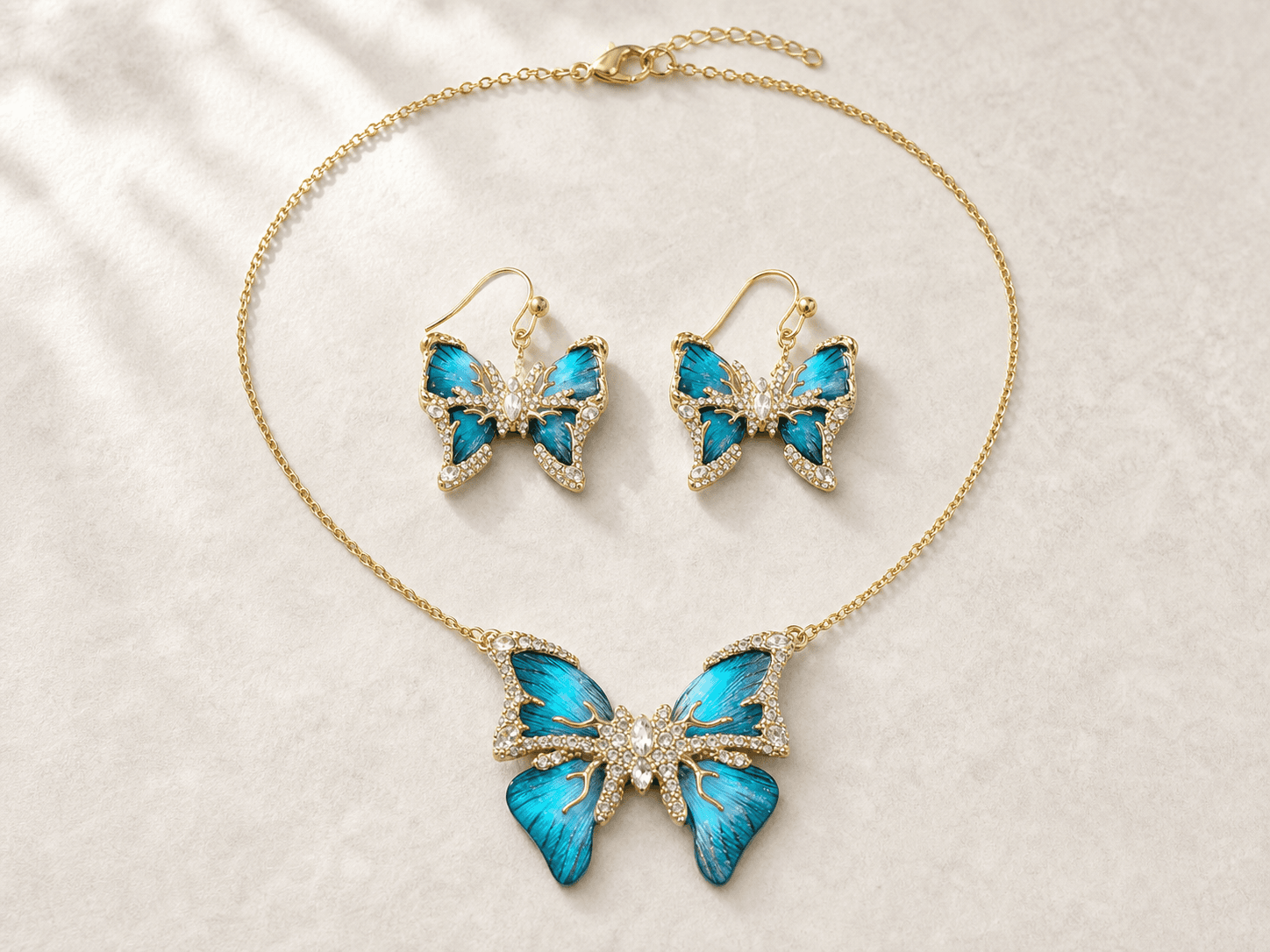 Blue Butterfly jewellery set