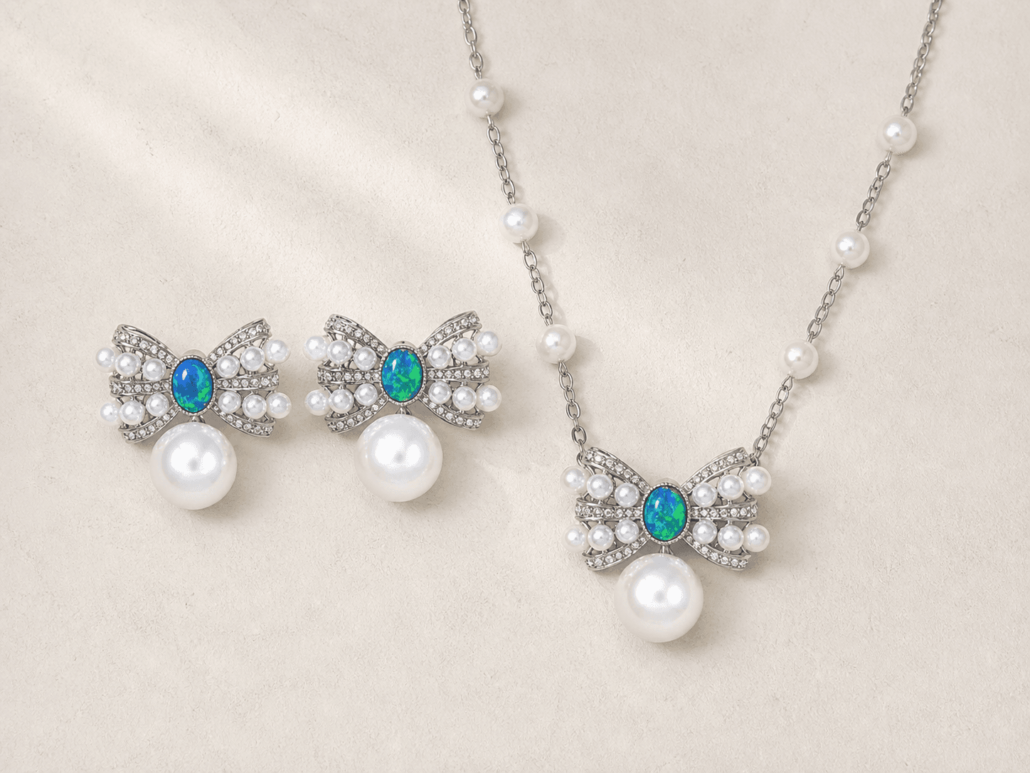 Pearl-Look Bow jewellery set